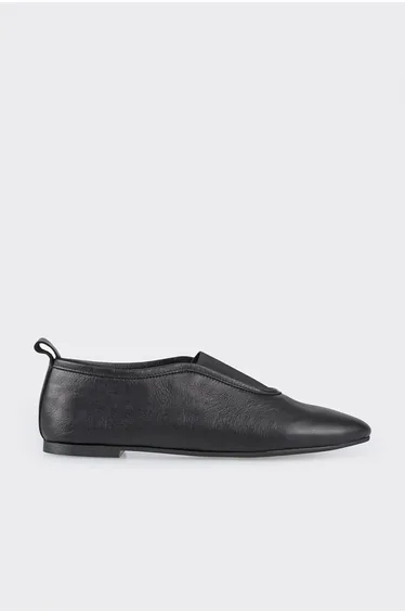 Black Leather Women's Ballerinas