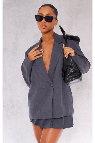 Charcoal Tailored Woven Oversized Blazer