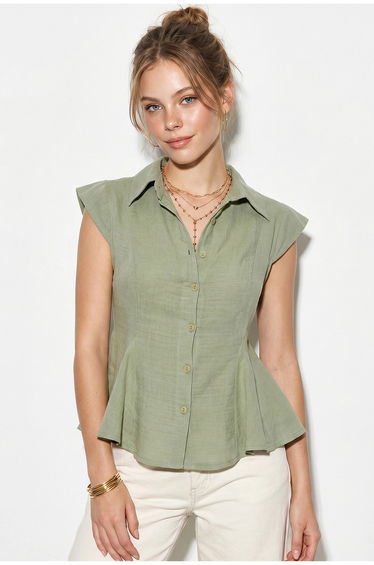 LUCCI Fitted Sleeveless Cotton Shirt