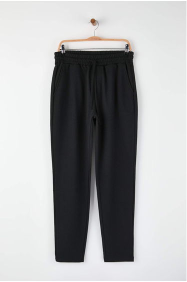 Black regular/normal cut open leg tracksuit bottom