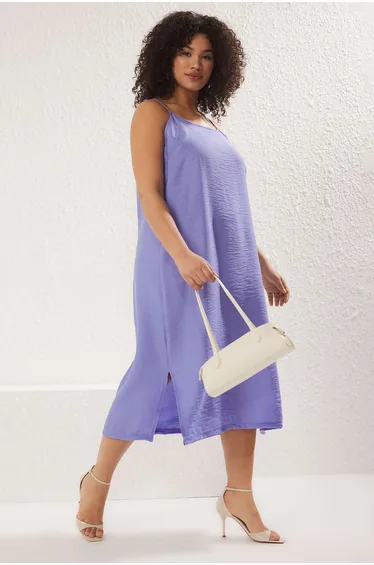 Purple Shally Woven Plus Size Dress