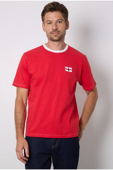 Red England Print Crew Neck T-Shirt