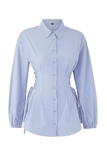 Blue Fitted Terrycotton Plain Weave Hijab Shirt