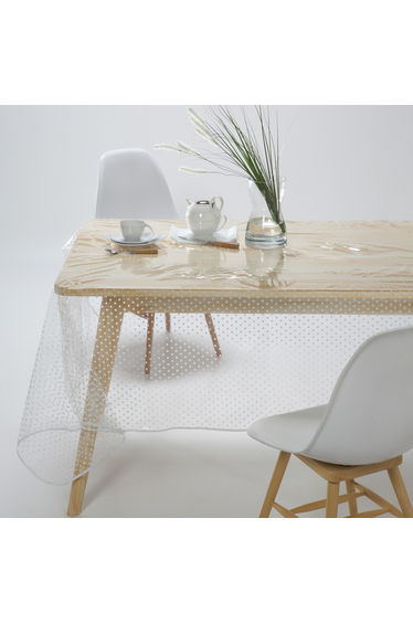 Transparent PVC Tablecloth with Polka Dots