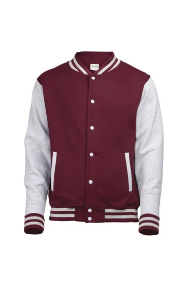Awdis Unisex Varsity Jacket - Burgundy /Heather Grey