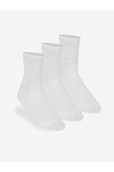 Zeco Girls School Pelerine Ankle Socks (3 Pack) in White