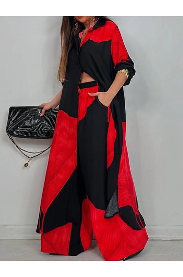 High Waisted Wide Leg Drawstring Elasticity Floral Printed Split-Joint Pants Trousers