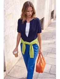 Wardrope Essentials Navy Blue Short Sleeve Knitwear Cardigan