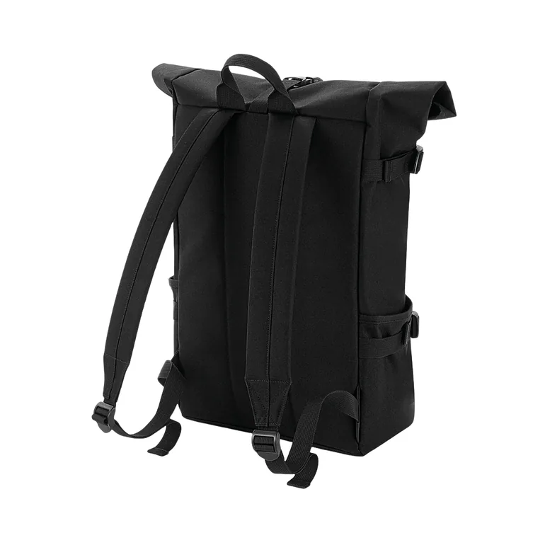Bagbase Block Roll Top Backpack - Black/Black - 1