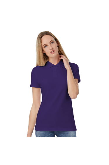 B&C Womens/Ladies ID.001 Plain Short Sleeve Polo Shirt - Purple