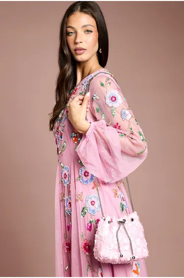 Mia Drawstring Sequin Crossbody Bag