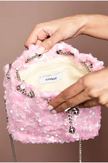 Mia Drawstring Sequin Crossbody Bag