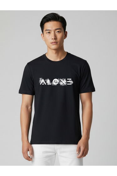 Men Black Crew Neck Graphic Print T-Shirt