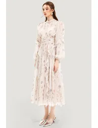 Karine Floral Round Neck Midi Dress - 4