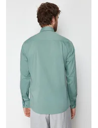 Mint Men's Slim Fit Shirt With Epaulette Sleeves - 5