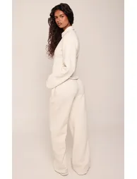 Cream Seam Detail Straight Leg Joggers - 2