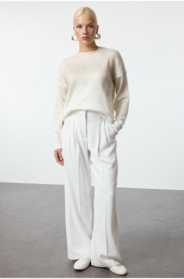 Stone Crew Neck Basic Knitwear Sweater
