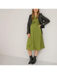 Recycled Maternity Shirt Dress with Long Sleeves - 4