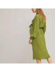 Recycled Maternity Shirt Dress with Long Sleeves - 2