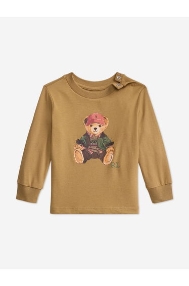 Ralph Lauren Baby Boys Polo Bear Long Sleeve Sweatshirt in Beige