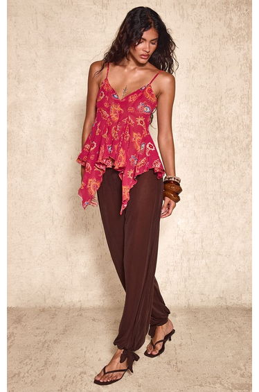 Pink Paisley Floaty Hanky Hem Cami