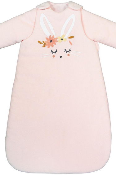 Floral Rabbit Cotton Velvet Sleeping Bag with Removable Sleeves