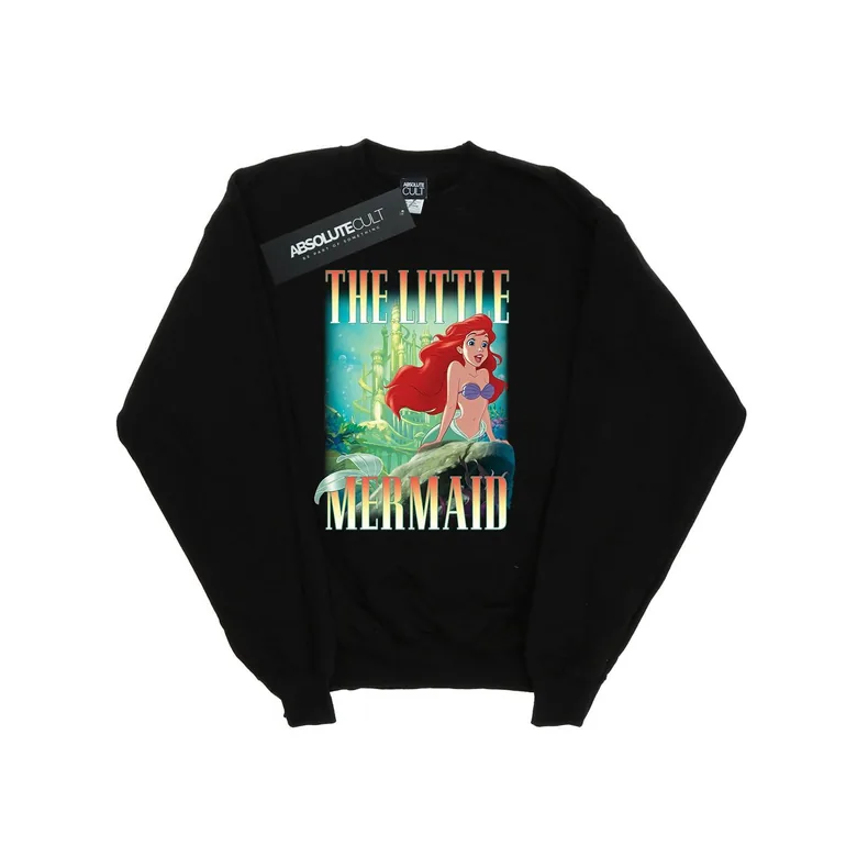 Disney Mens The Little Mermaid Ariel Montage Sweatshirt - Black - 1