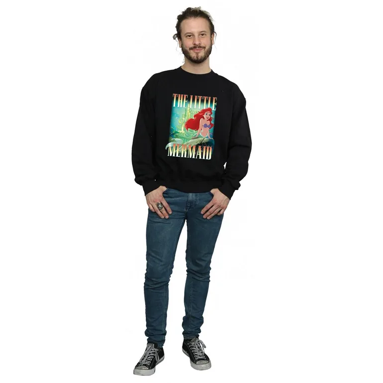 Disney Mens The Little Mermaid Ariel Montage Sweatshirt - Black - 3