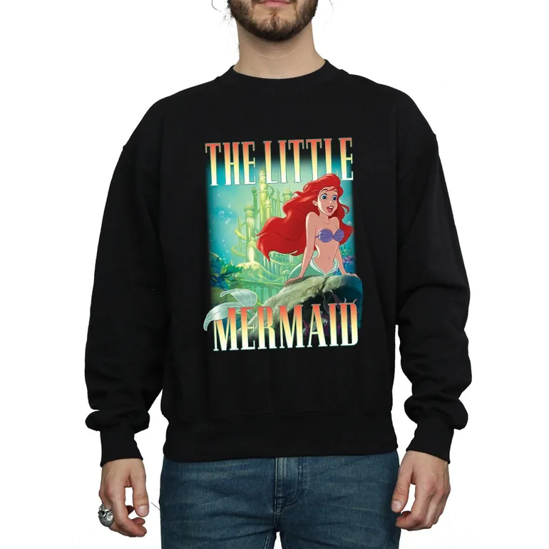 Disney Mens The Little Mermaid Ariel Montage Sweatshirt - Black - 2