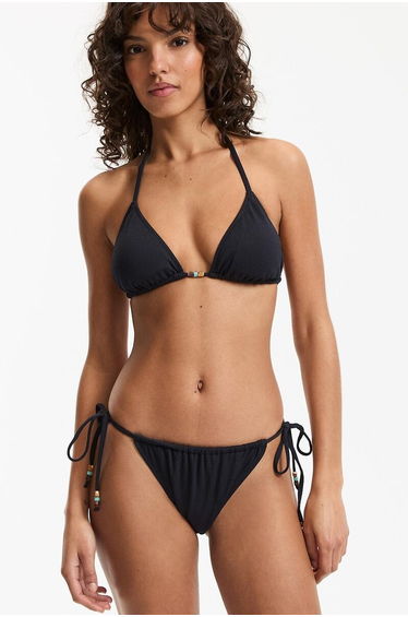 Bikini Bottoms in Textured Fabric with Ties