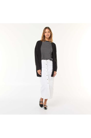 Open Front Long Cardigan BLACK
