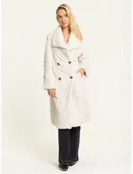 Ivory Faux Fur Longline Coat - 1