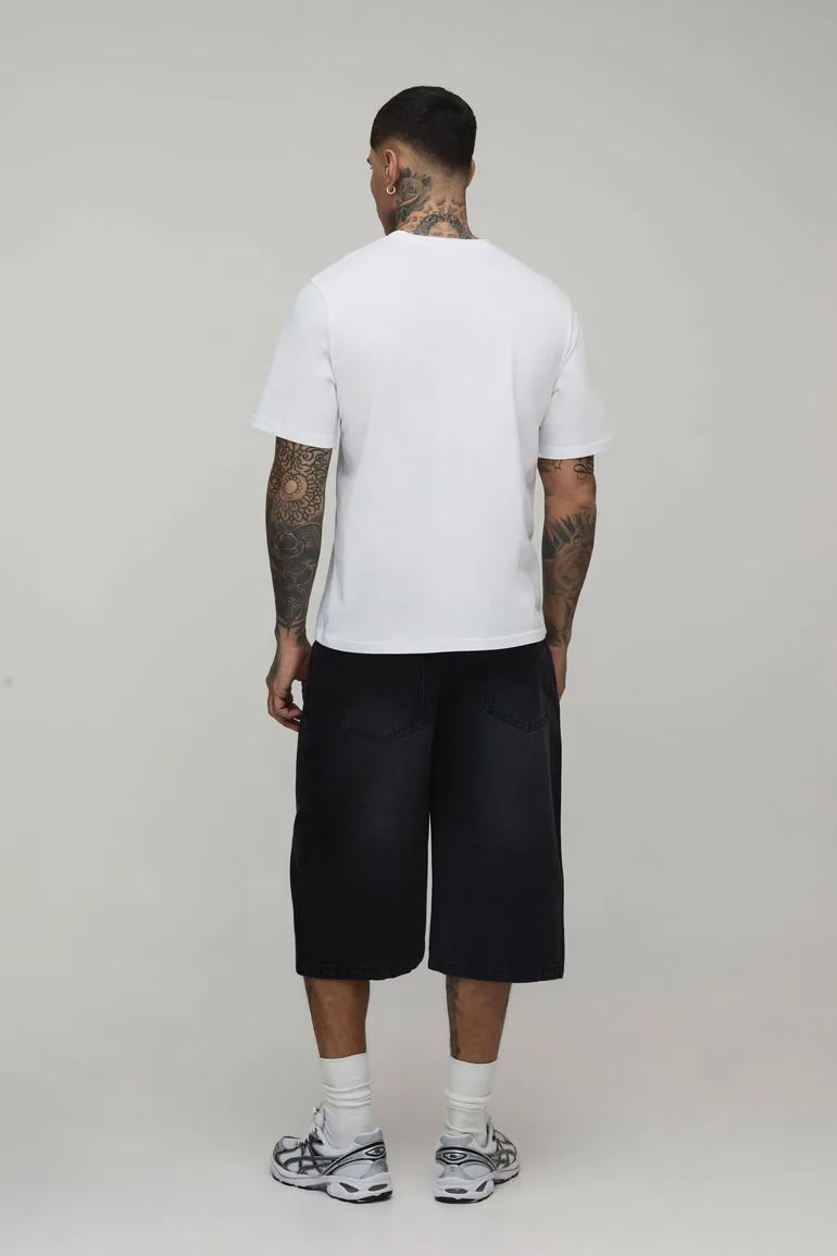 Tall Longline Denim Jorts - washed black - 1