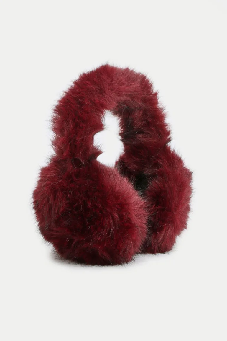 Faux Fur Earmuffs - burgundy - 2