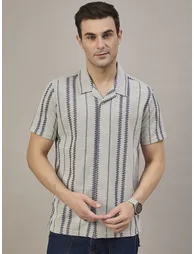 Grey Patterned Textured Shirt - 1