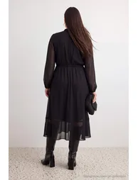 Black Woven Plus Size Dress - 1
