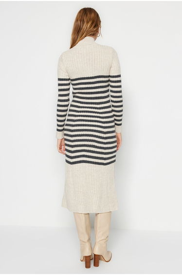 Beige Bodycon Midi Dress with Long Sleeves product thumbnail 4