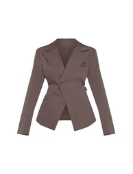Shape Grey Tailored Asymmetrical Cross Over Adjustable Waist Blazer - 4