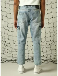 Mid Rise Regular Fit Faded Jeans with Pockets - 1