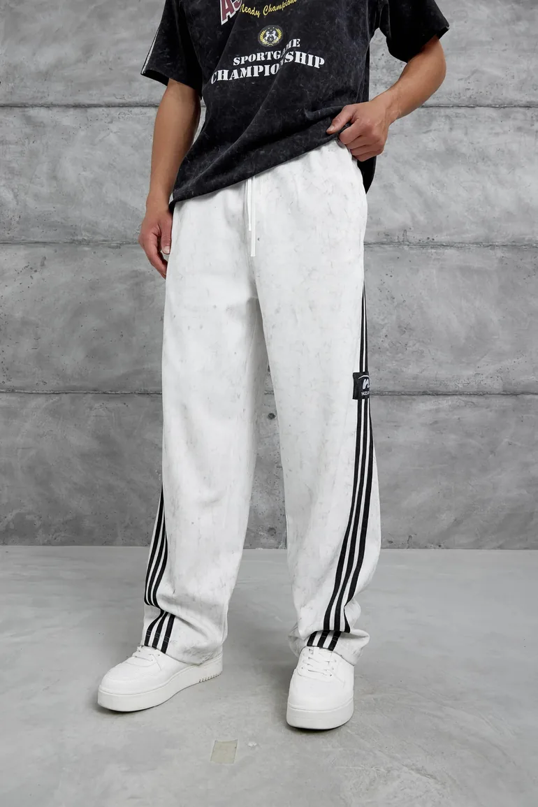 NOMARC Striped Wide-Leg Drawstring Joggers