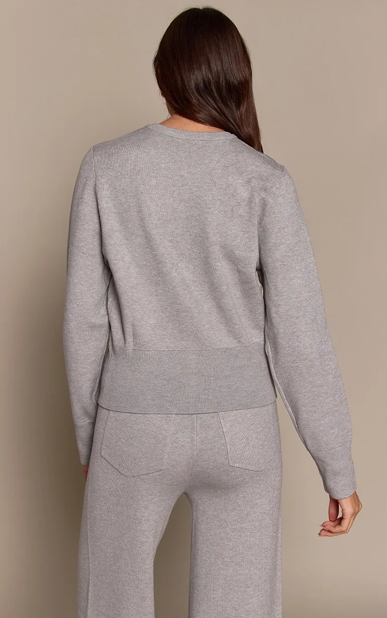 Grey Marl Compact Knit Placket Detail Cardigan - 1