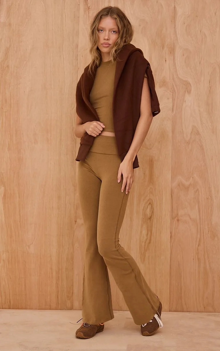 Tan Melange Soft Cotton Yoga Pant - 5