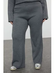 Gray Knitwear Plus Size Bottom-Top Set - 3