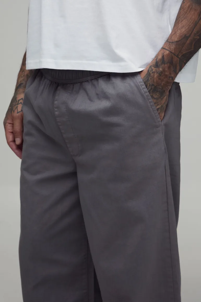 Tall Essential Relaxed Elasticated Waist Chino - slate grey - 3