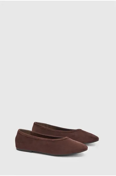 Nicole Faux Suede Round Toe Ballet Pumps