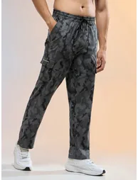 Men Printed Straight Fit Sports Cargo Trackpants - 1