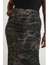 Plus Mix Leopard Mesh Maxi Skirt - leopard - 3