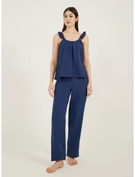 Cotton Gauze Ruffle Cami and Pyjama Set