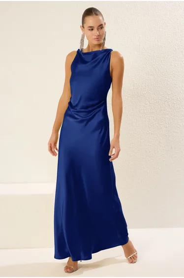 Saxe Body-fitting Satin Woven Maxi Evening Dress Night Graduation Dress
