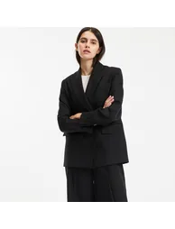 Full-Cut Linen Double-Breasted Blazer - 1